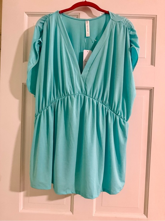 Dear Scarlett Tops - Dear Scarlett Aqua Turquoise V-Neck Empire Waist Blouse XL NWT